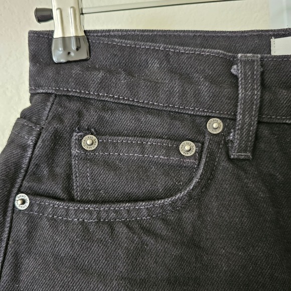REFORMATION JEANS Dixie High Rise Black Wash Pull-On Raw Hem Jean Shorts Sz 26 - Picture 6 of 13